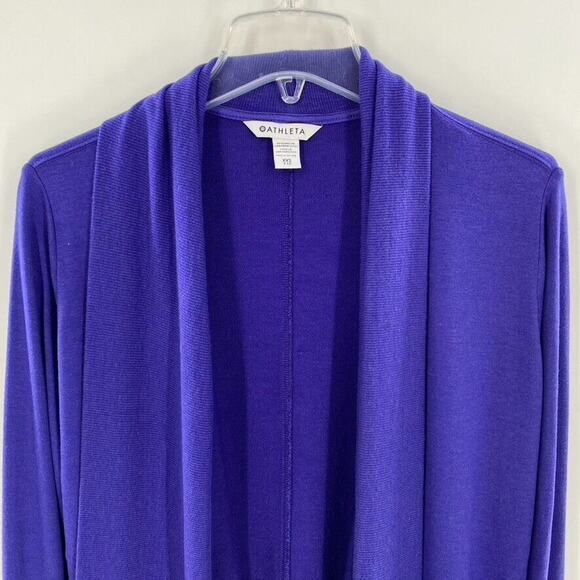 Athleta Tiburon Waterfall Cardigan Sweater Open Front‎ Purple Lagenlook Sz XXS - Picture 4 of 11
